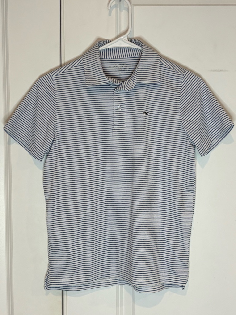 Vineyard Vines Blue White Stripe On The Go Sankaty Performance Polo Shirt 12-14